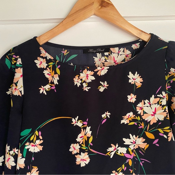 Navy Floral Dress - Picture 2 of 3